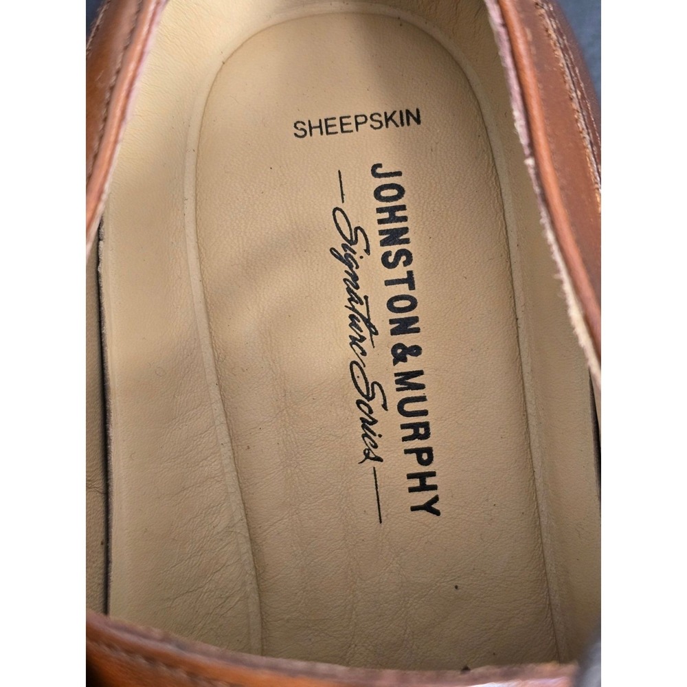 Johnston & Murphy McGrath Mens Italian Calfskin Leather Saddle Brown Oxfords NEW - Picture 5 of 16